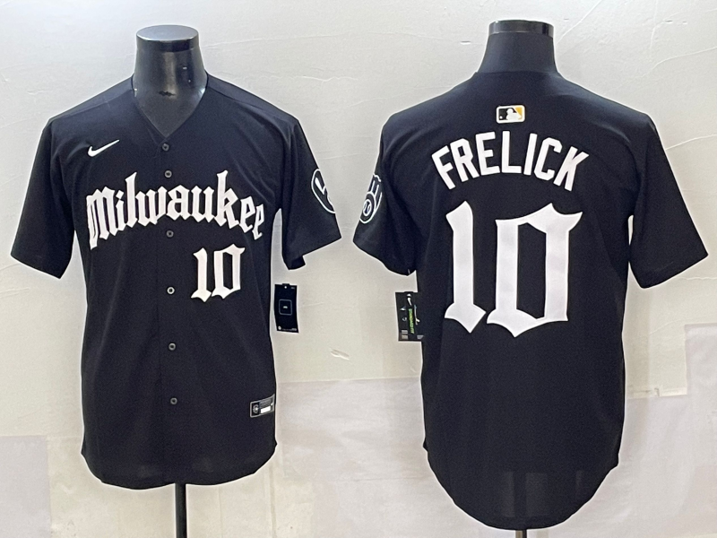 Men's Milwaukee Brewers Sal Frelick Black Replica Team Jersey
