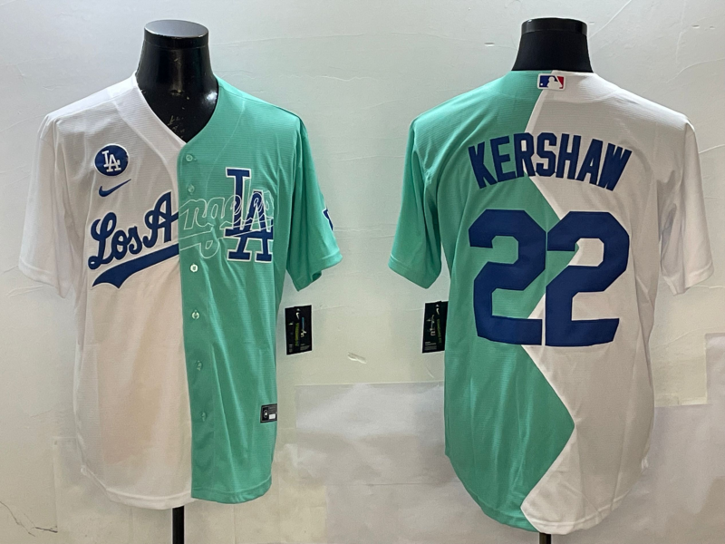 Men's Los Angeles Dodgers Clayton Kershaw White/Green Replica Player Jersey