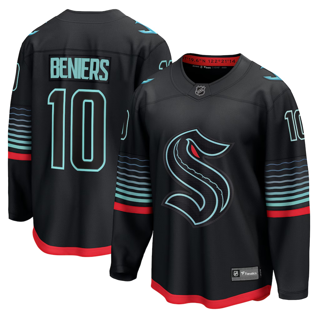 Men's Seattle Kraken Matty Beniers Fanatics Black Alternate Breakaway Player Jersey