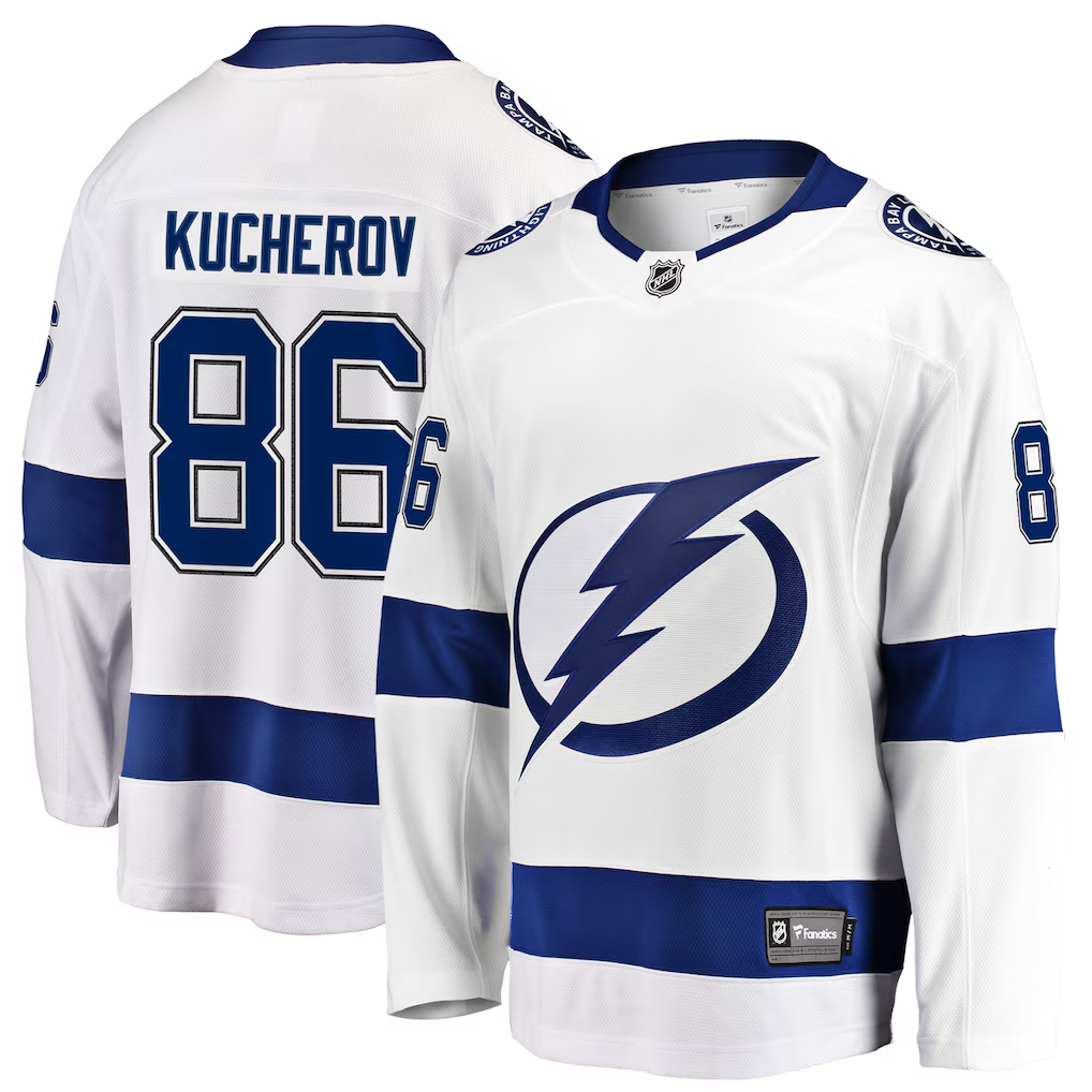 Men's Tampa Bay Lightning Nikita Kucherov Fanatics White Breakaway Jersey