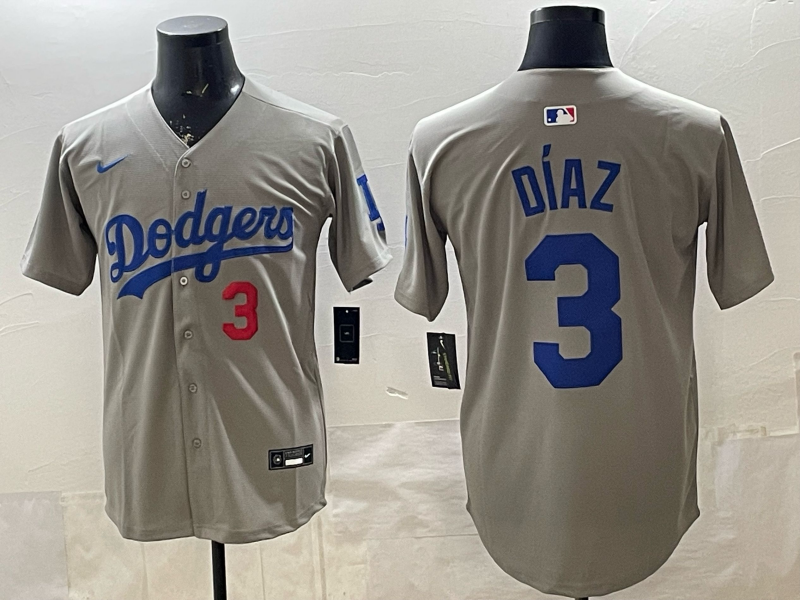 Men's Los Angeles Dodgers Edwin Diaz Gray Road Replica Player Jersey