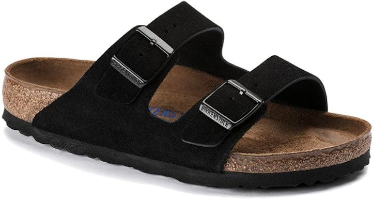 Birkenstock Arizona Soft Footbed Suede Leather 0951323 Narrow Fit Black Sandals