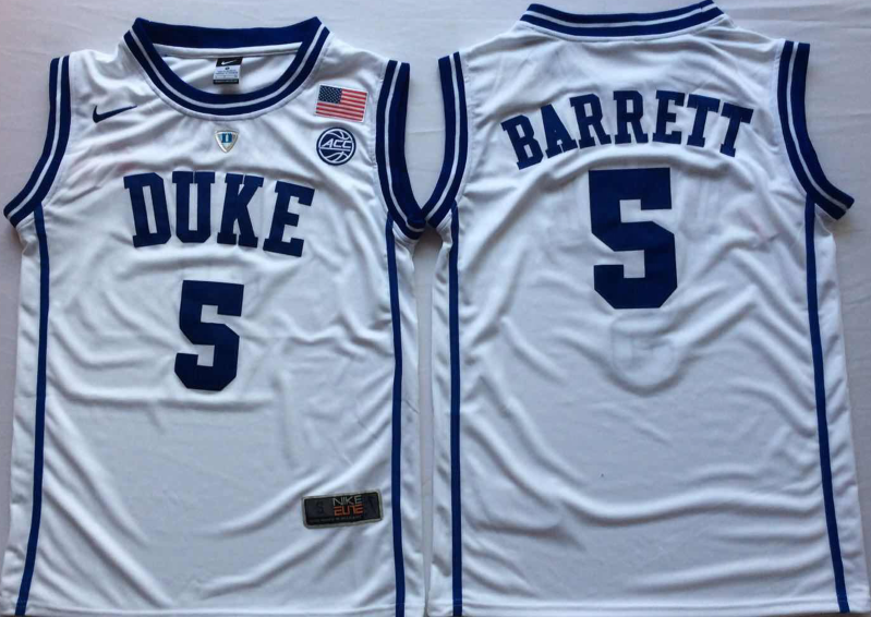 Men's Duke Blue Devils RJ Barrett White Player Jersey