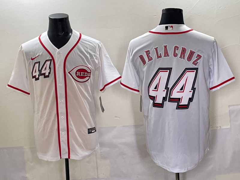 Men's Cincinnati Reds Elly De La Cruz White 2025 MLB Speedway Classic Home Replica Jersey