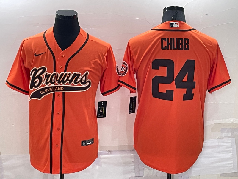 Men's Cleveland Browns Nick Chubb Orange Game Jersey Joint Edition