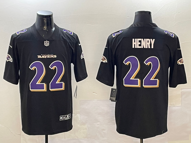 Men's Baltimore Ravens Derrick Henry Carbon Black Fashion Jersey