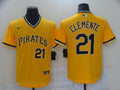 Men's Pittsburgh Pirates Roberto Clemente Yellow Replica Baseball Jersey