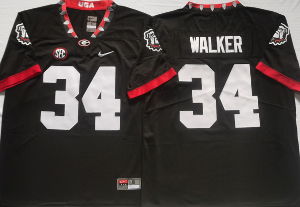 Men's Georgia Bulldogs Herschel Walker Black Player Game Jersey