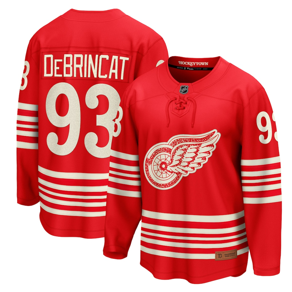 Men's Detroit Red Wings Alex DeBrincat Fanatics Red Centennial Breakaway Player Jersey