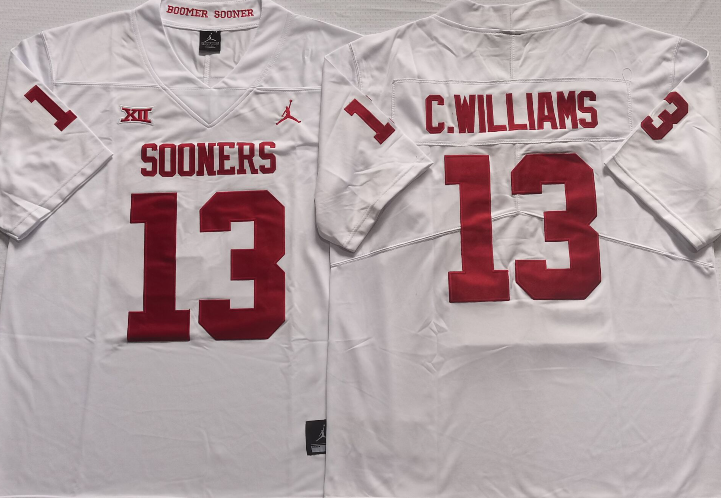 Men's Oklahoma Sooners Caleb Williams White Player Game Jersey