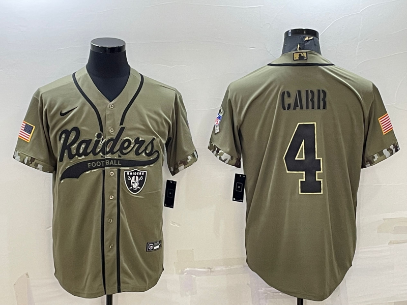 Men's Las Vegas Raiders Derek Carr Olive 2022 Salute To Service Limited Jersey Joint Edition