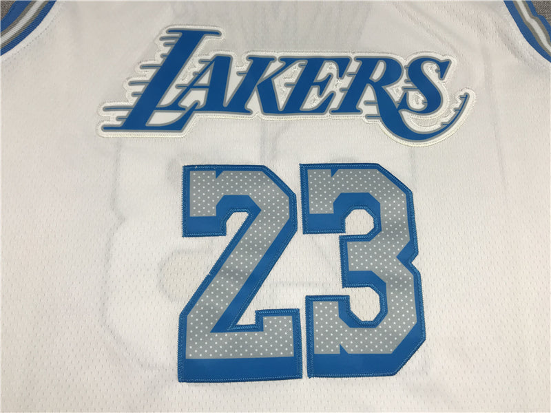 Men's Los Angeles Lakers LeBron James 2020/21 White Swingman Jersey City Edition