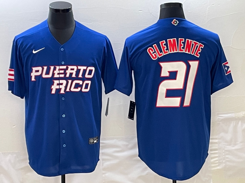 Men's 2023 World Baseball Classic Roberto Clemente Puerto Rico Blue Jersey
