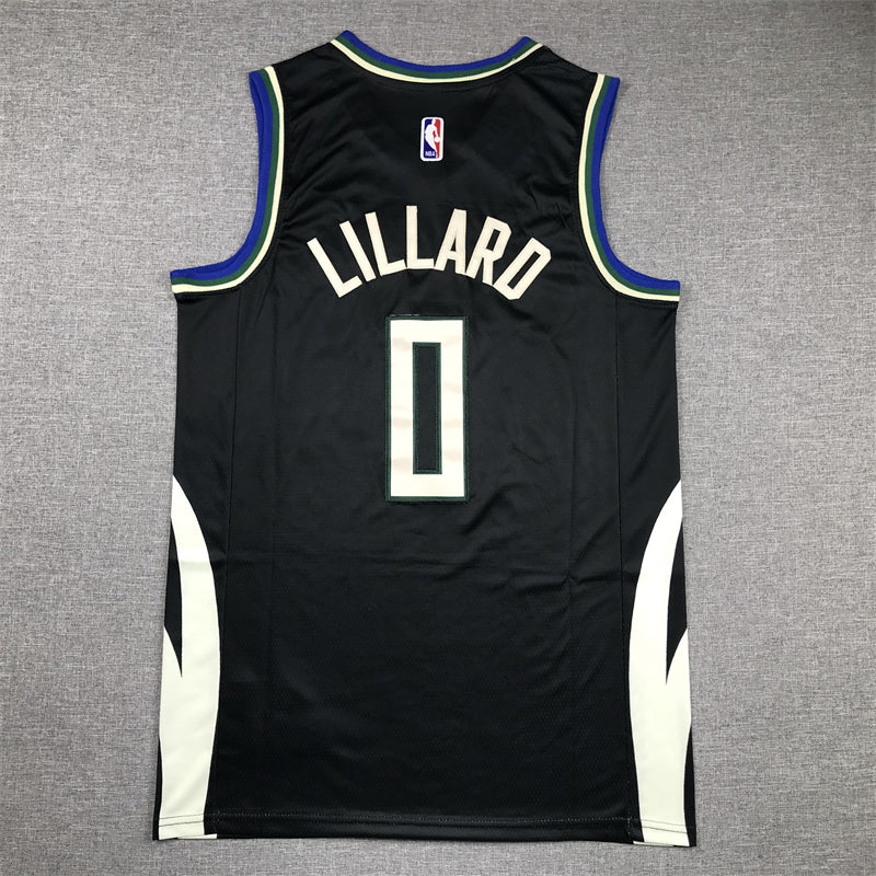 Men's Milwaukee Bucks Damian Lillard Black Fast Break Player Jersey - Statement Edition