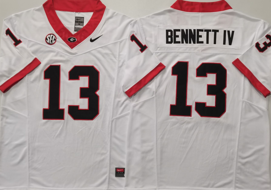 Men's Georgia Bulldogs Stetson Bennett White Game Jersey