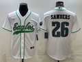 Men's Philadelphia Eagles Miles Sanders White Game Jersey Joint Edition