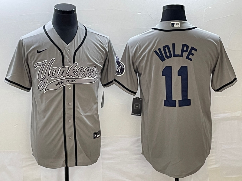 Men's New York Yankees Anthony Volpe Gray Player Jersey Joint Edition
