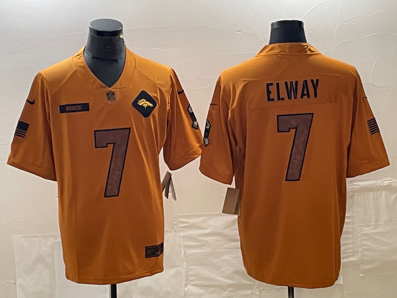Men's Denver Broncos John Elway Brown 2023 Salute To Service Retired Player Limited Jersey