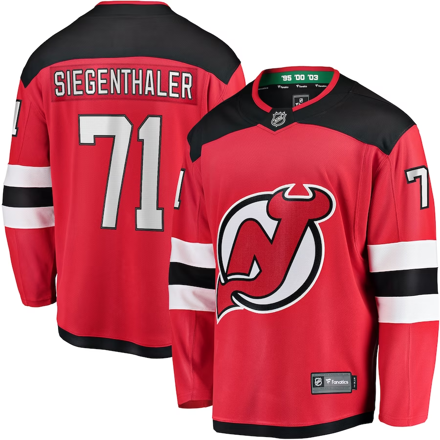 Men's New Jersey Devils Jonas Siegenthaler Red Player Game Jersey