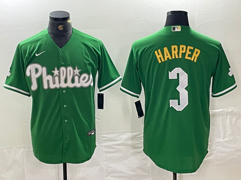 Men's Philadelphia Phillies Bryce Harper Green Replica Game Jersey