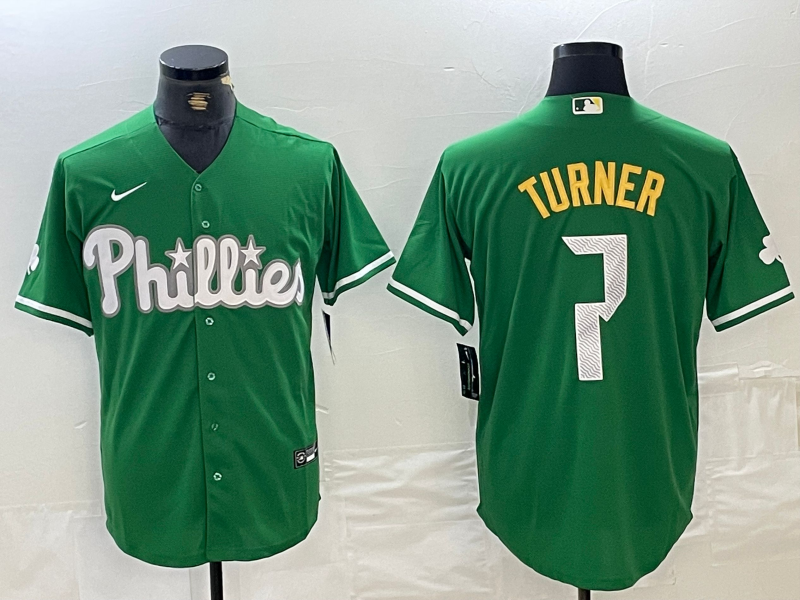 Men's Philadelphia Phillies Trea Turner Green Replica Player Jersey