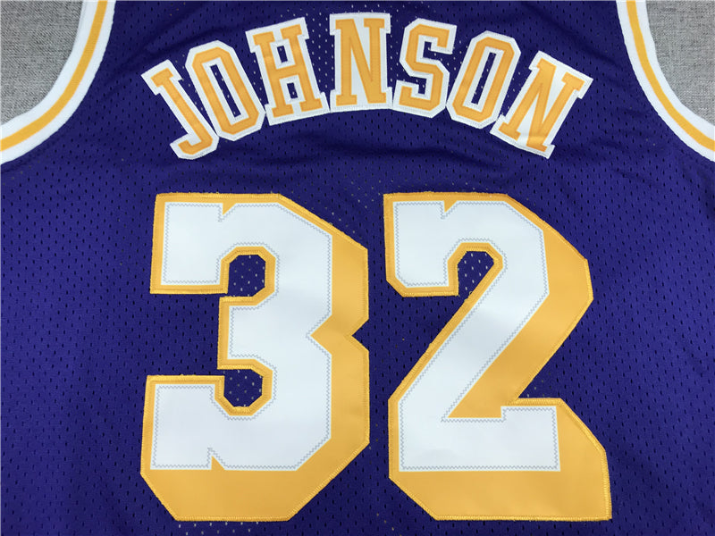 Men's Los Angeles Lakers Magic Johnson Purple Throwback Jersey
