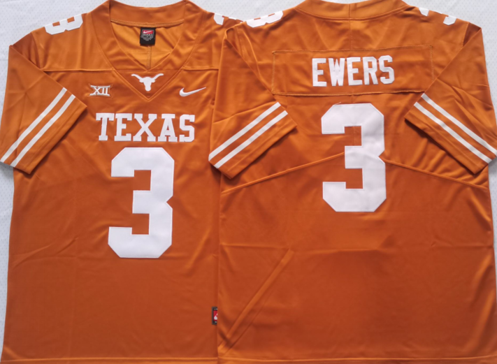 Men's Texas Longhorns Quinn Ewers Orange Replica Team Jersey