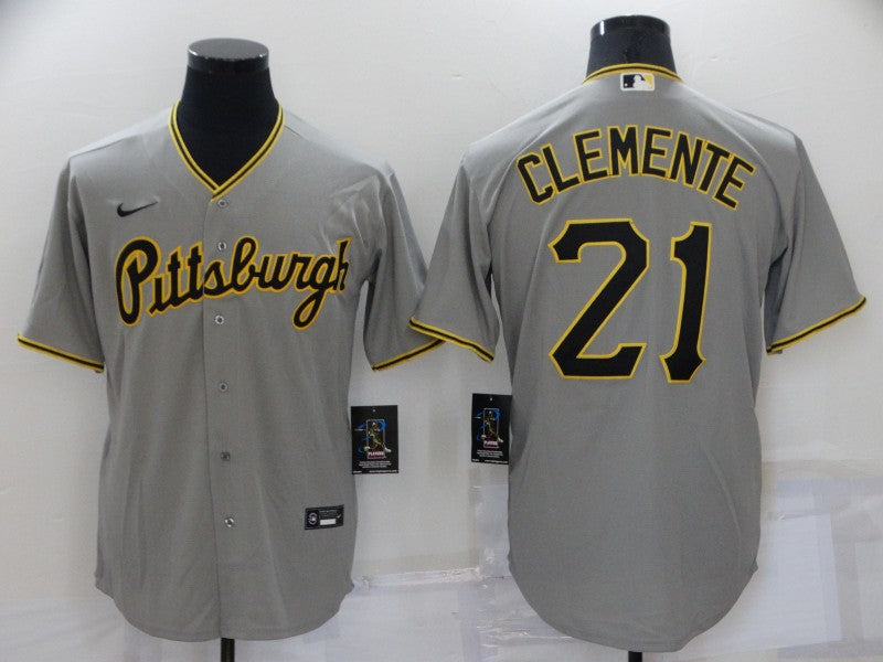 Men's Pittsburgh Pirates Roberto Clemente Gray Replica Baseball Jersey