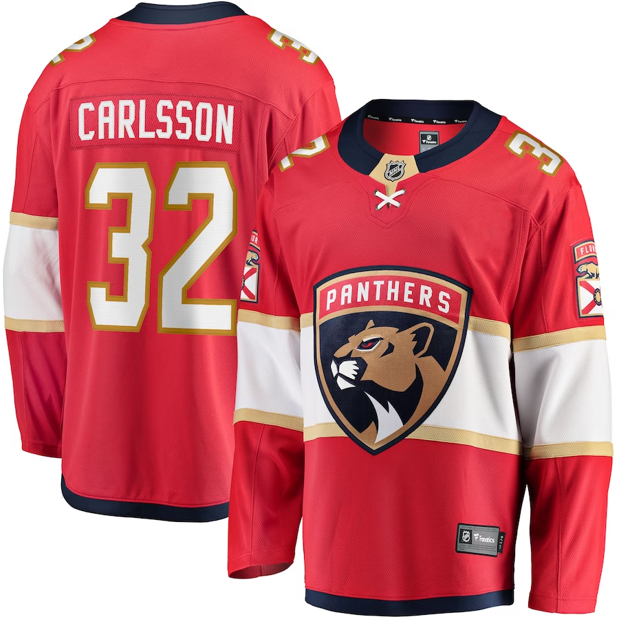 Men's Florida Panthers Lucas Carlsson Red Player Jersey
