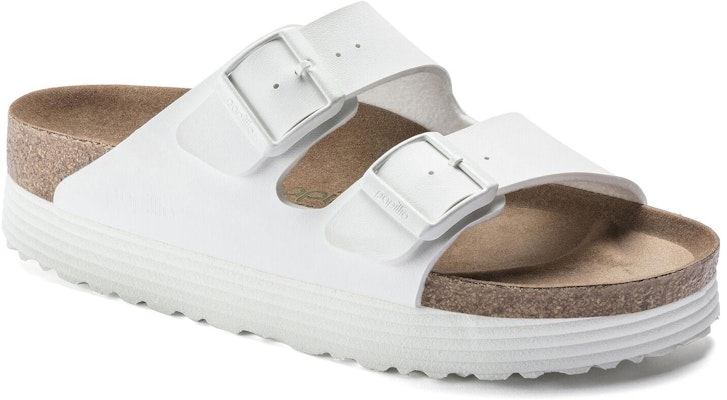 Birkenstock Arizona 1018581 Platform Vegan Birko-Flor Narrow Fit White Sandals