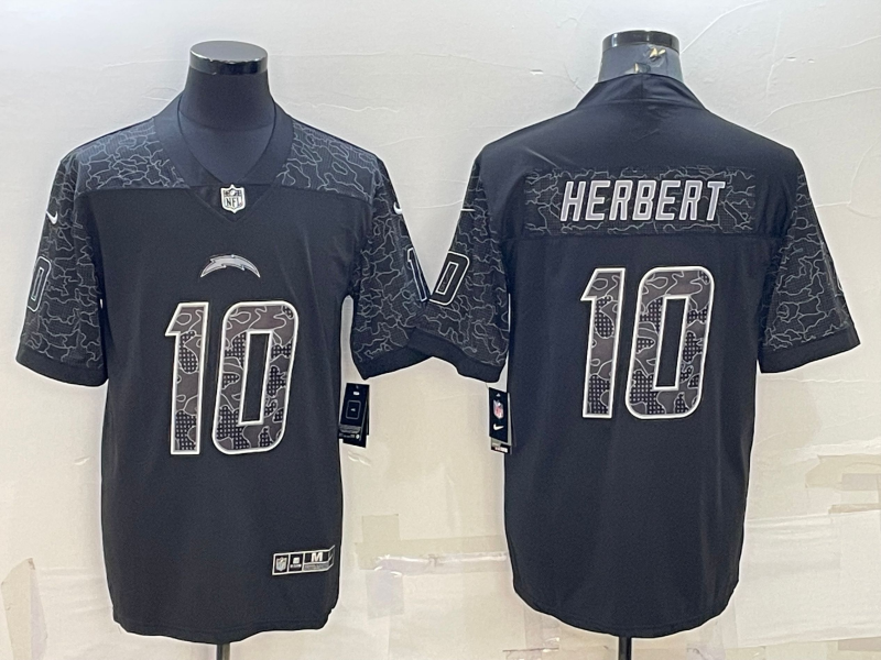 Men's Los Angeles Chargers Justin Herbert Black RFLCTV Limited Jersey