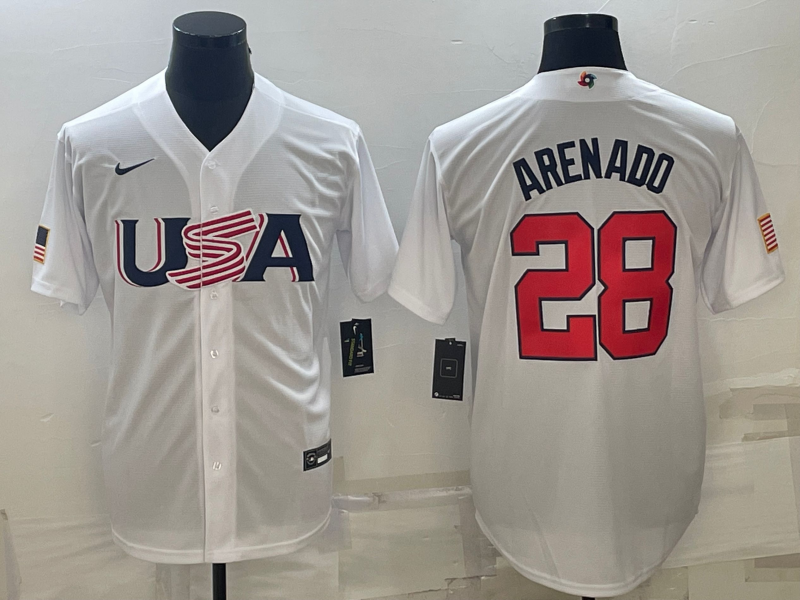 Men's 2023 World Baseball Classic Nolan Arenado USA White Jersey