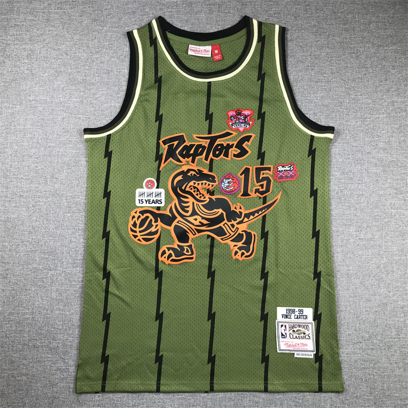 Men's Toronto Raptors Vince Carter Army Green 1998-99 Hardwood Classics Swingman Jersey