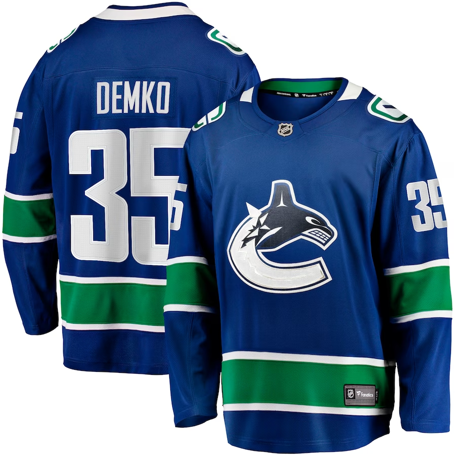 Men's Vancouver Canucks Thatcher Demko Blue Home Breakaway Jersey