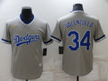 Men's Los Angeles Dodgers Fernando Valenzuela Gray Stitched Jersey