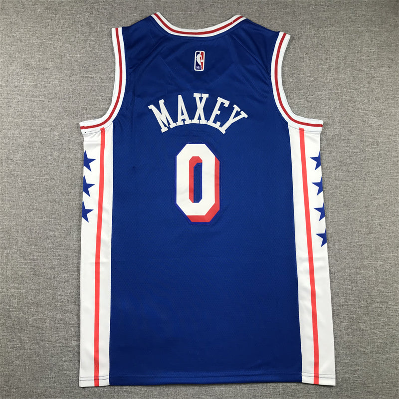 Men's Philadelphia 76ers Tyrese Maxey Blue 2020/21 Fast Break Replica Jersey