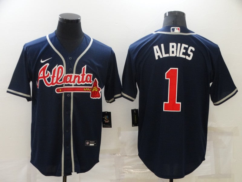 Men's Atlanta Braves Ozzie Albies Navy Replica Player Jersey