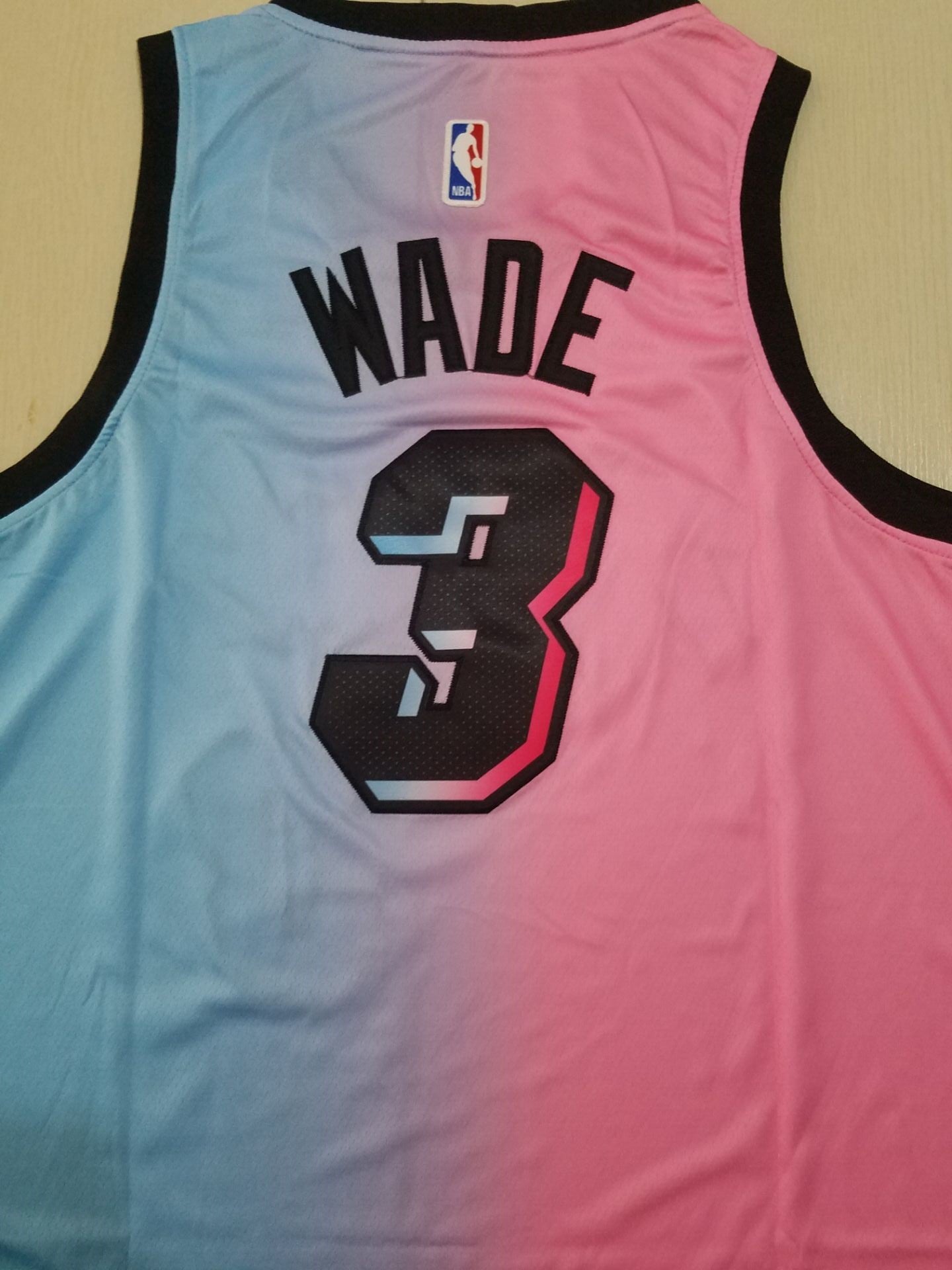 Men's Miami Heat Dwyane Wade Pink/Blue Swingman Player Jersey