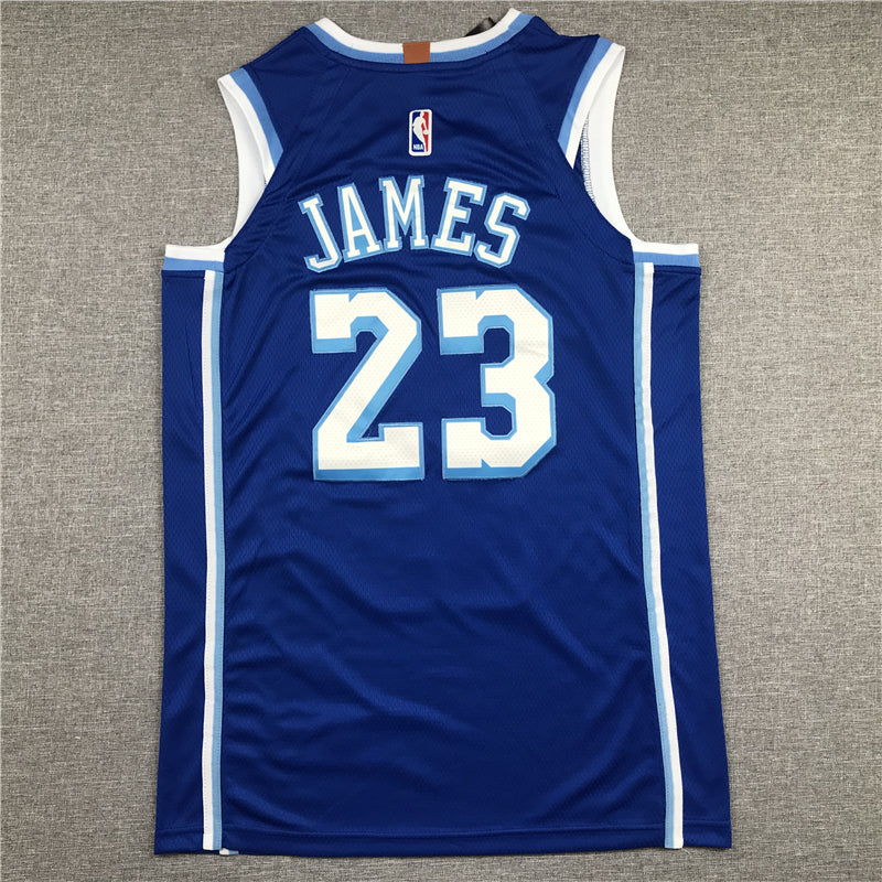 Men's Los Angeles Lakers LeBron James Blue Swingman Jersey