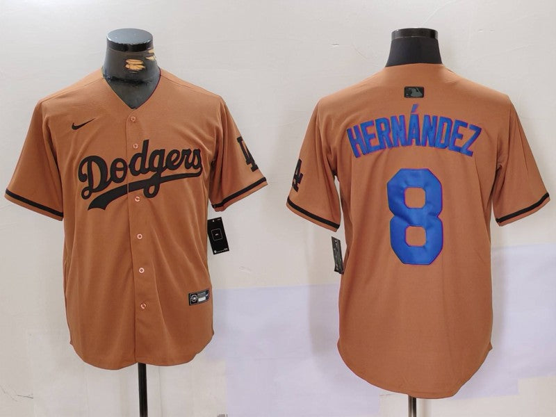 Men's Los Angeles Dodgers Enrique Hernandez Brown Game Player Jersey