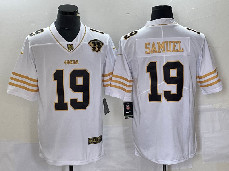 Men's San Francisco 49ers Deebo Samuel White 75th Anniversary Game Player Jersey