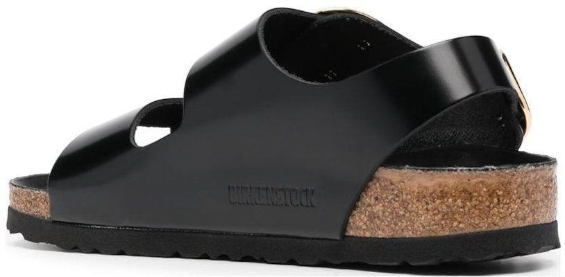 Birkenstock Milano Big Buckle Natural Leather 1024211 Narrow Fit High Shine Black Sandals