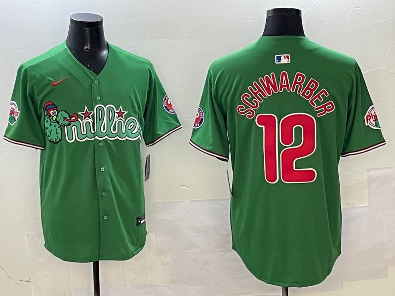 Men's Philadelphia Phillies Kyle Schwarber Green Replica Team Jersey