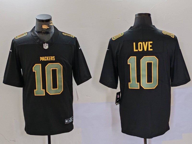 Men's Green Bay Packers Jordan Love Black Fashion Game Jersey