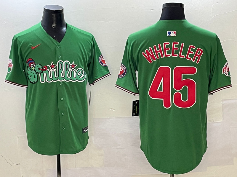 Men's Philadelphia Phillies Zack Wheeler Green Replica Team Jersey