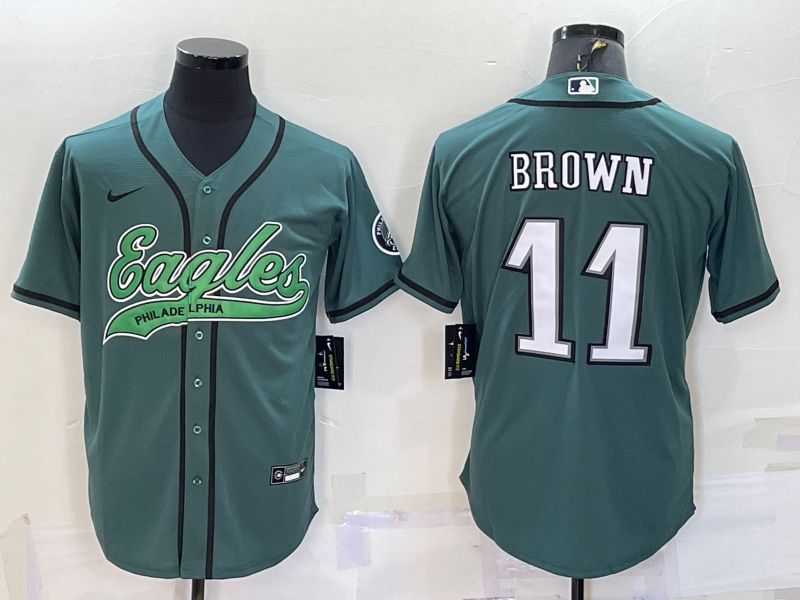 Men's Philadelphia Eagles A.J. Brown Midnight Green Game Jersey Joint Edition