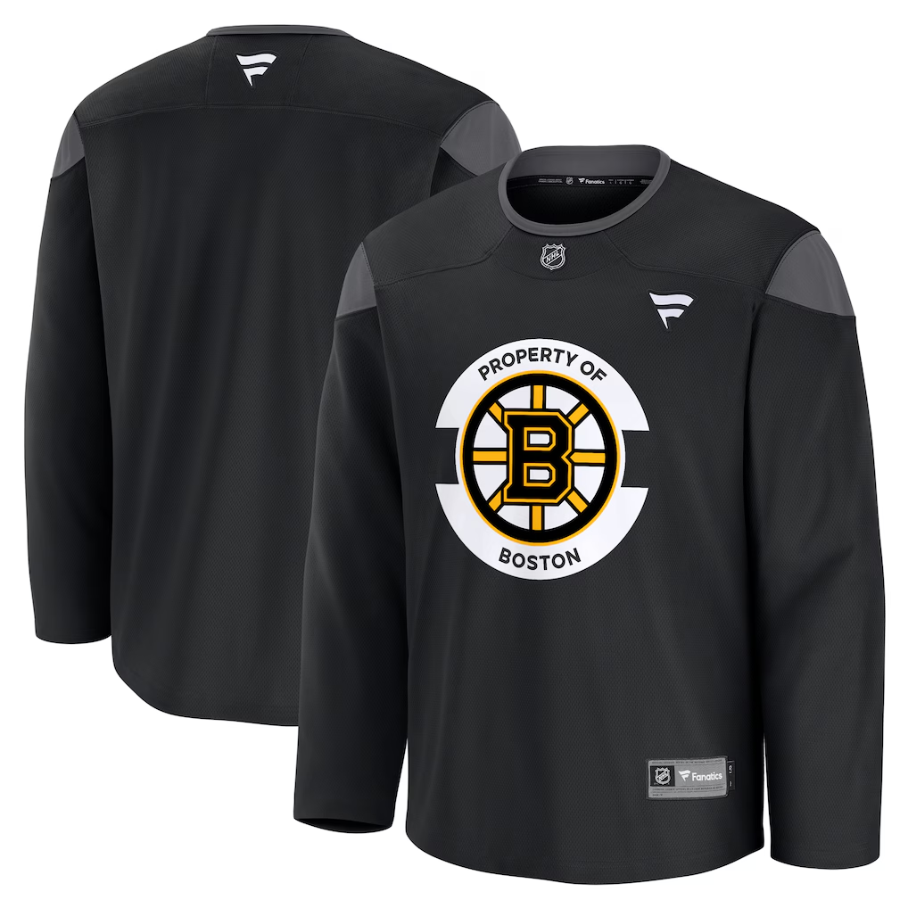 Men's Boston Bruins Fanatics Black Practice Blank Jersey