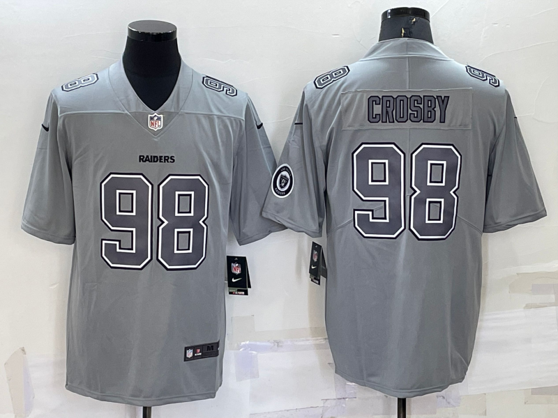 Men's Las Vegas Raiders Maxx Crosby Gray Atmosphere Fashion Game Jersey