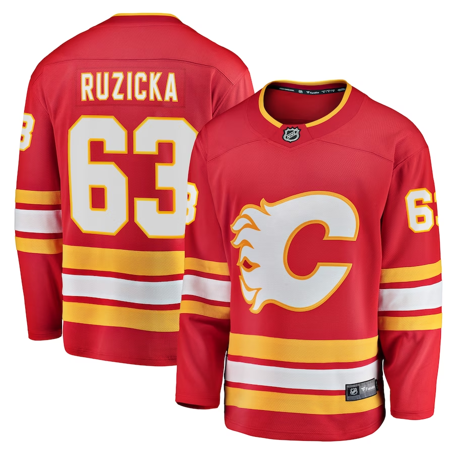 Men's Calgary Flames Adam Ruzicka Red Home Breakaway Player Jersey