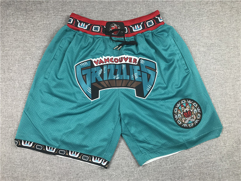 Men's Memphis Grizzlies Green Embroidered Pocket Basketball Shorts